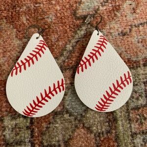 Leather baseball earrings